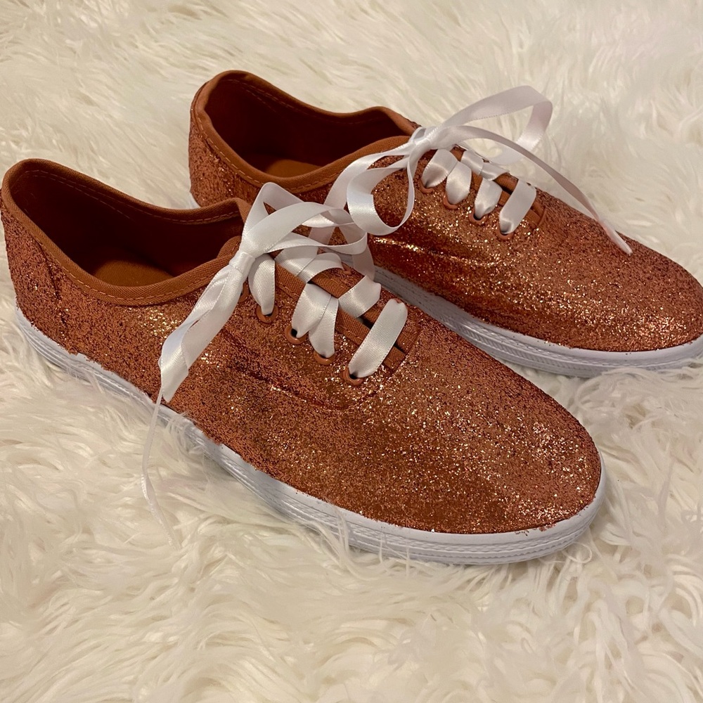 UT Longhorns burnt orange glitter sneakers